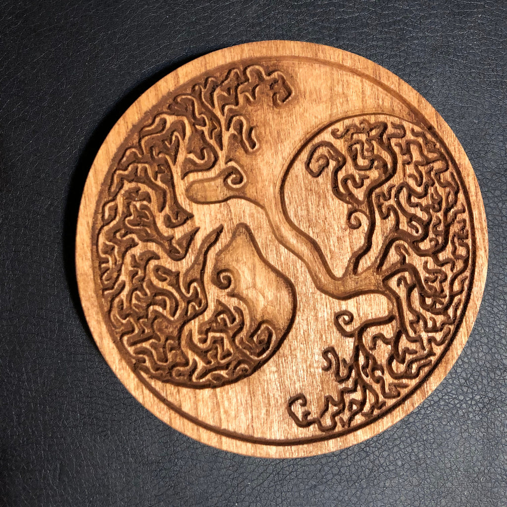 Carved Celtic Tree Hardwood Coaster