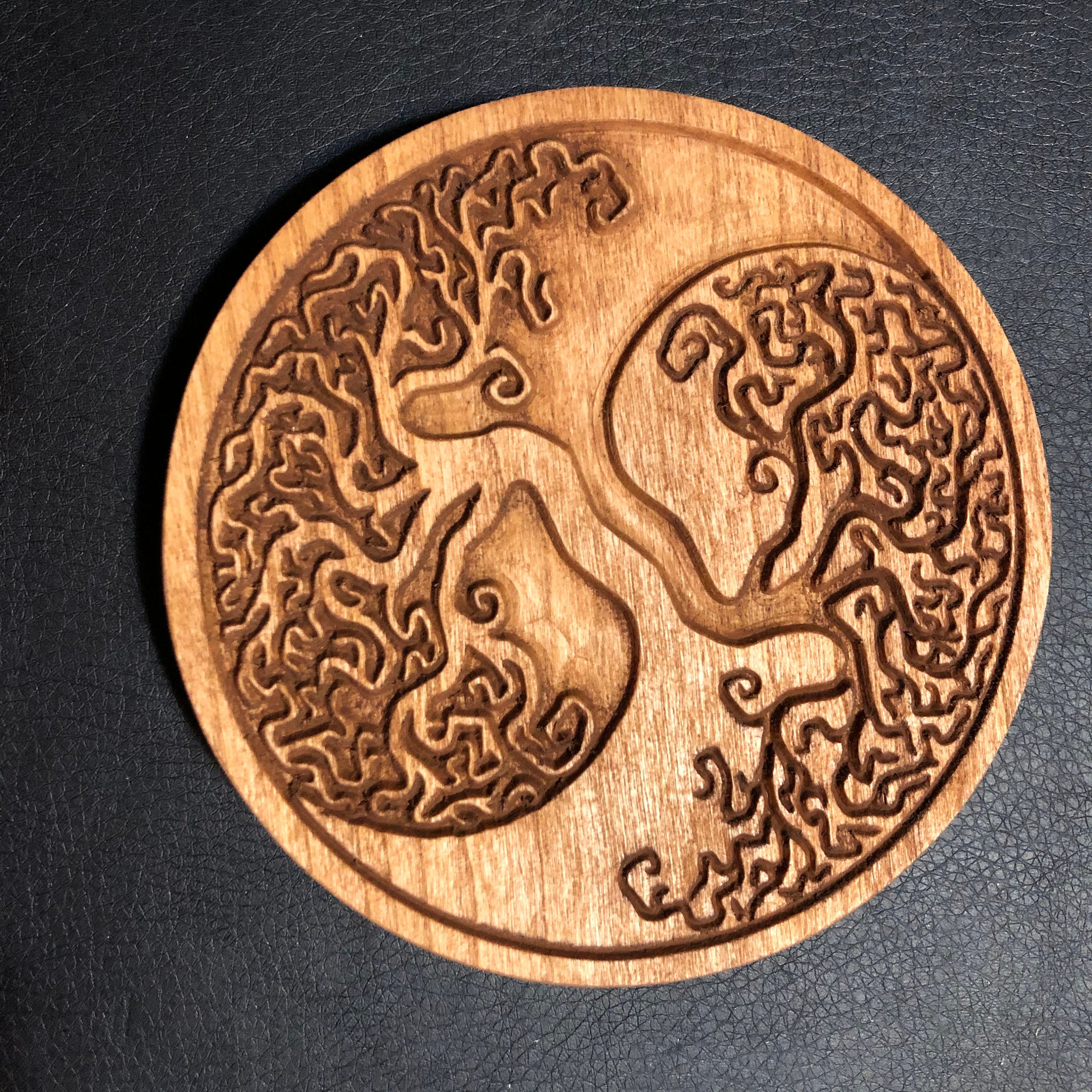 Carved Celtic Tree Hardwood Coaster