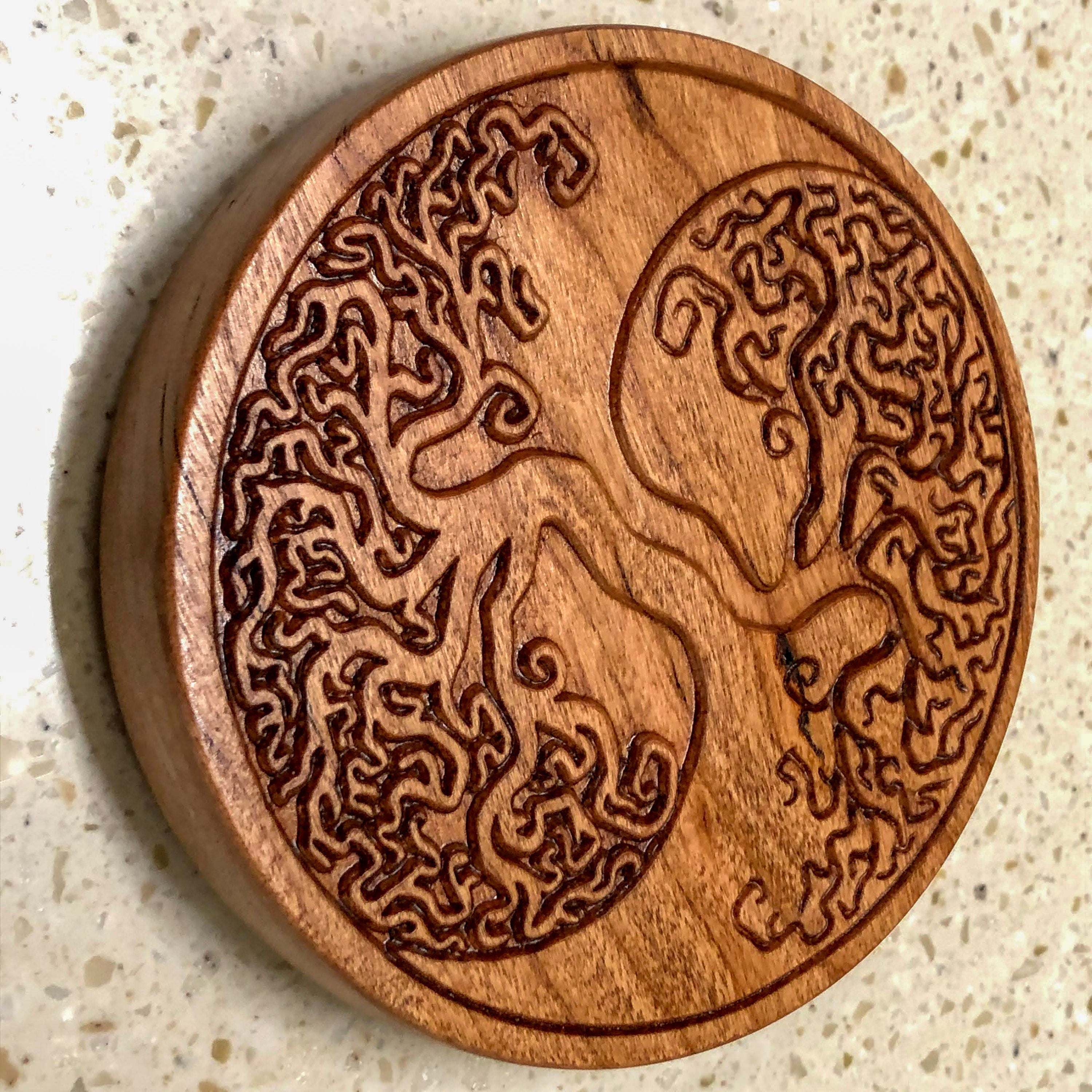 Carved Celtic Tree Hardwood Coaster