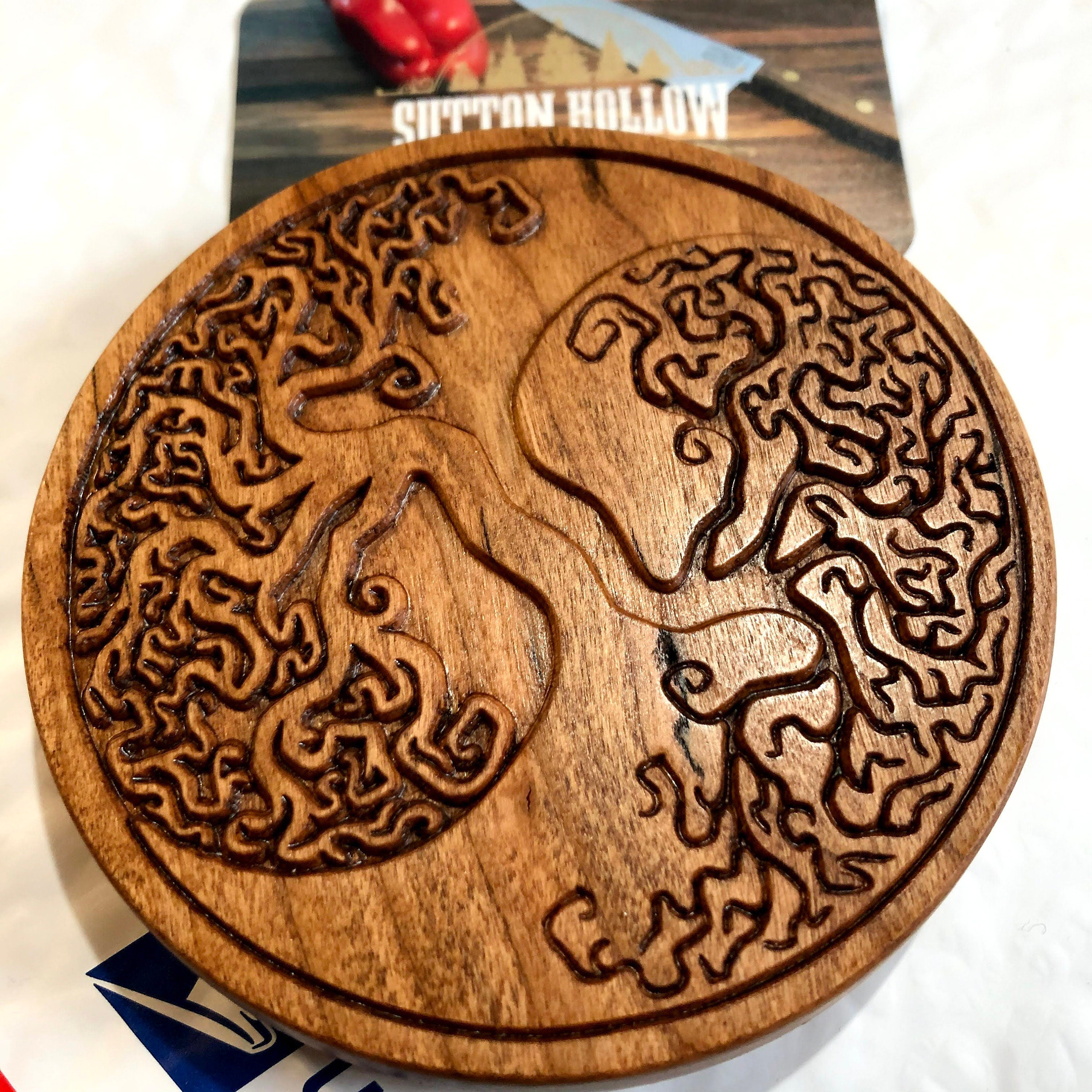 Carved Celtic Tree Hardwood Coaster
