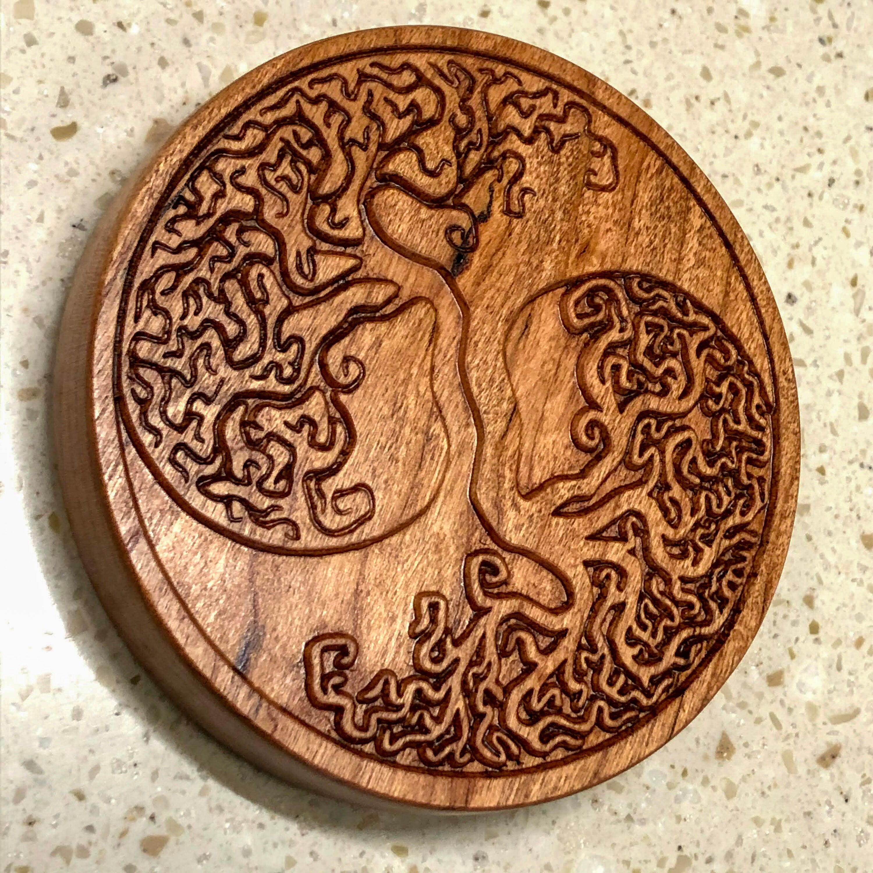 Carved Celtic Tree Hardwood Coaster
