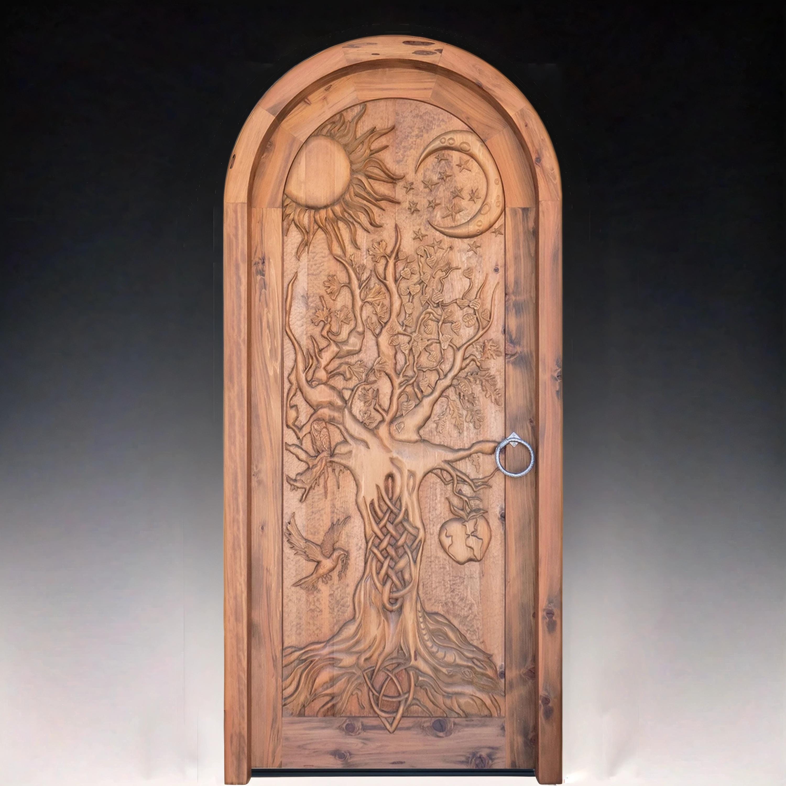 Tree of Life Carved Wooden Door