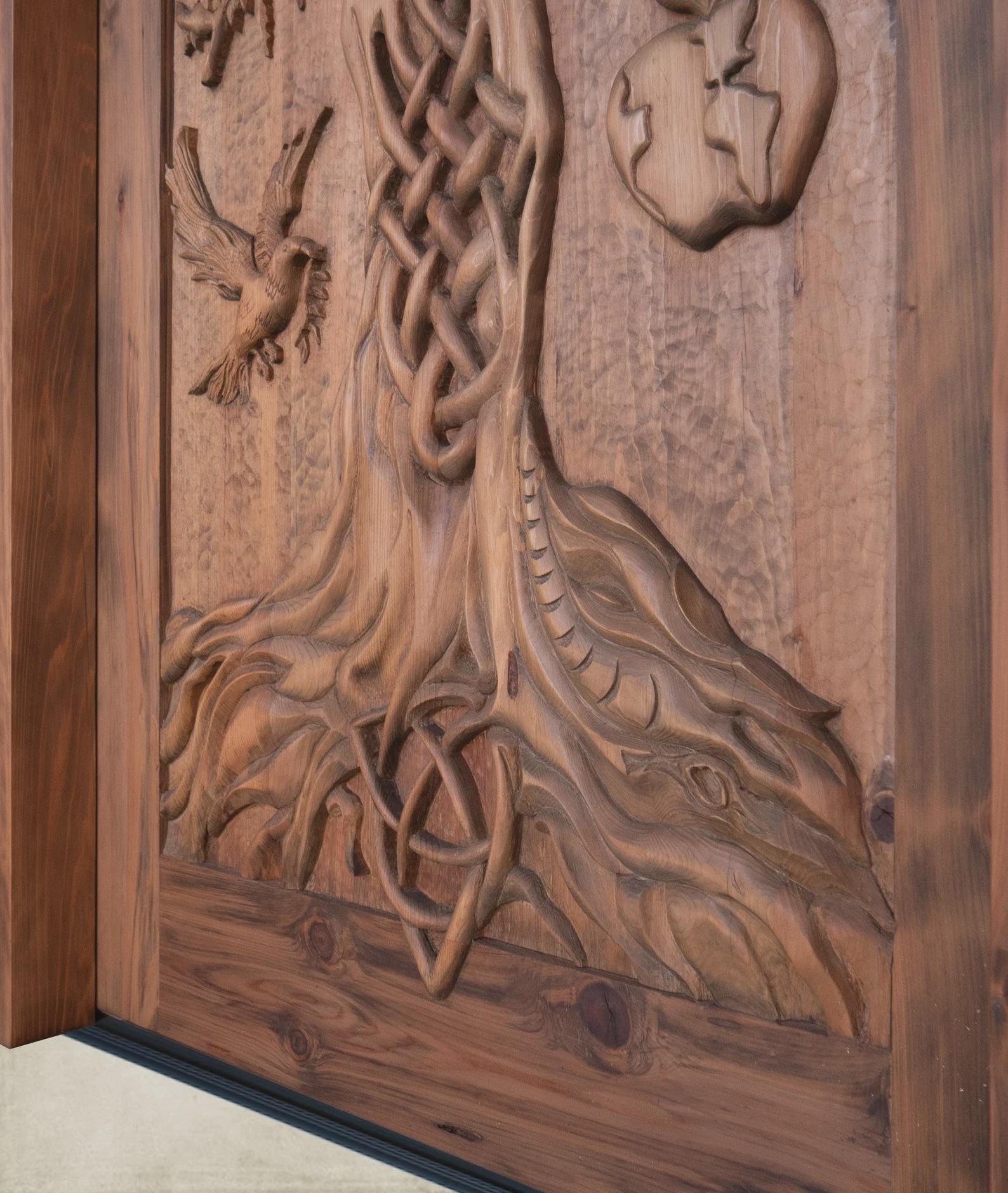 Tree of Life Carved Wooden Door