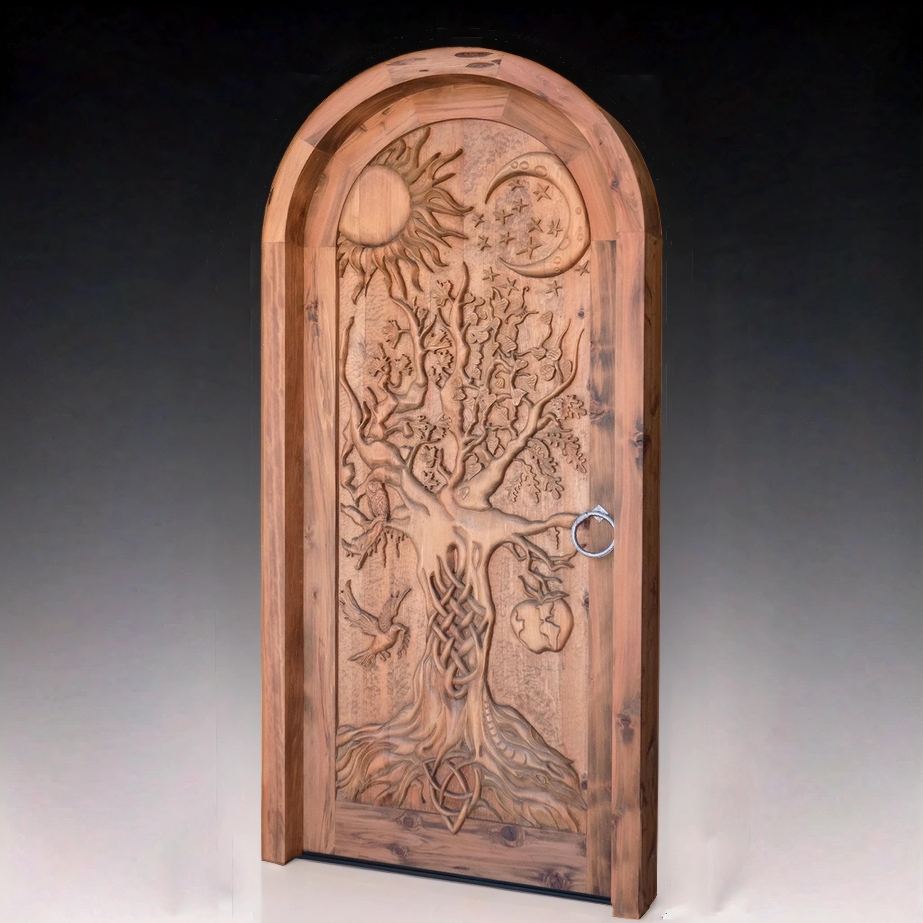 Tree of Life Carved Wooden Door